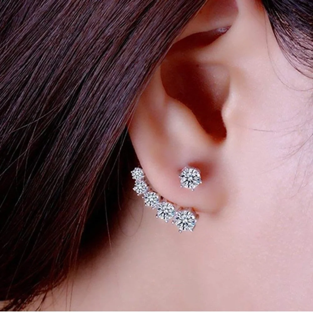 925 Sterling Silver Crystal Climber Earrings
